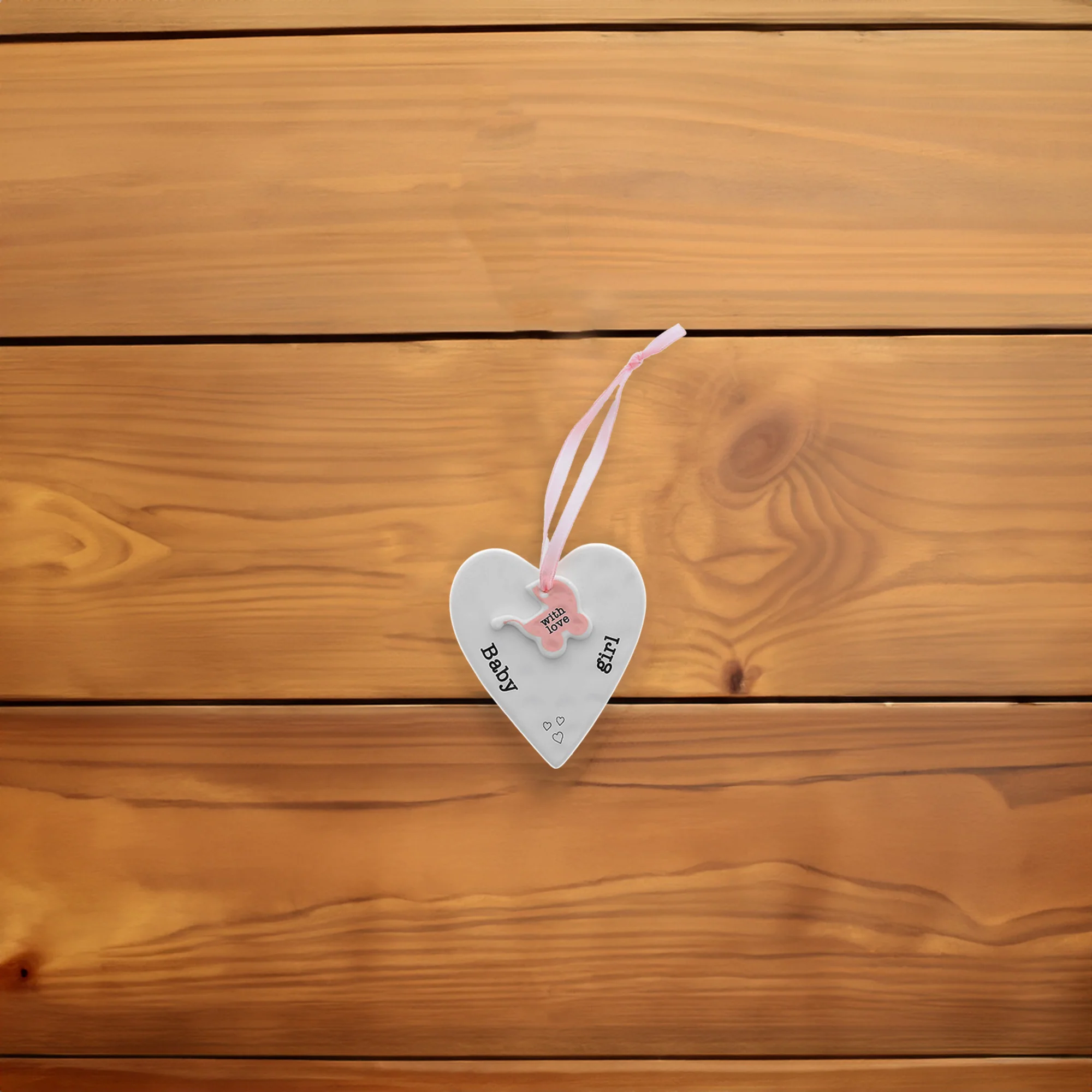 Baby Girl 3" Ceramic Keepsake Heart Plaque - Image 3