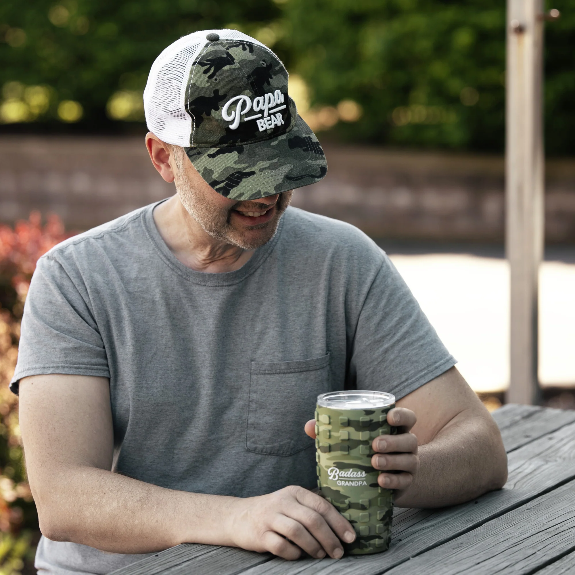 Badass Grandpa 20 oz Travel Tumbler with 3D Silicone Wrap - Image 3