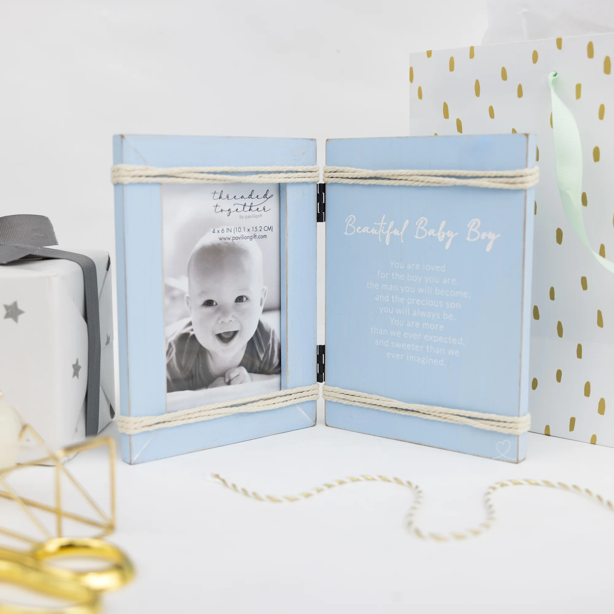 Beautiful Baby Boy 5.5" x 7.5" Hinged Sentiment Frame (Holds 4" x 6" Photo) - Image 4