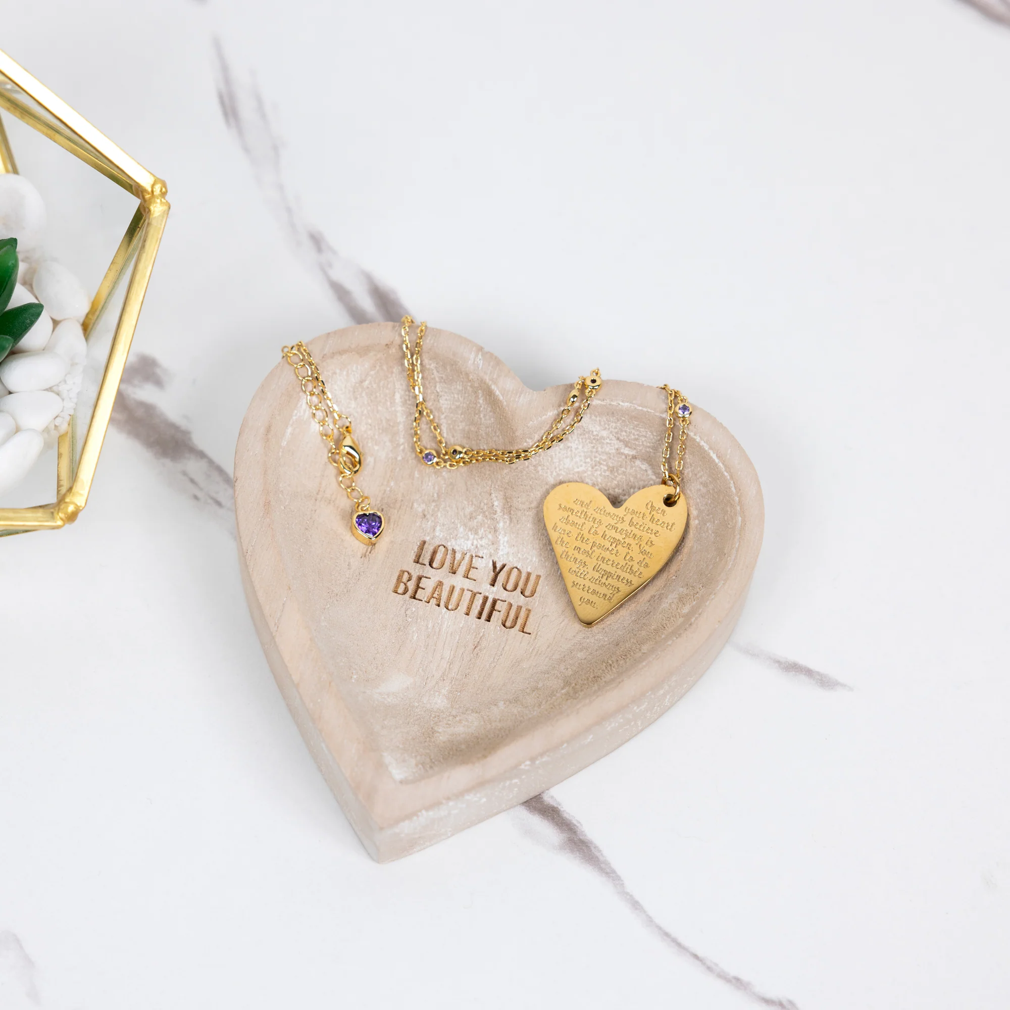 Believe 18.5" Gold Plated Engraved Necklace - Image 3