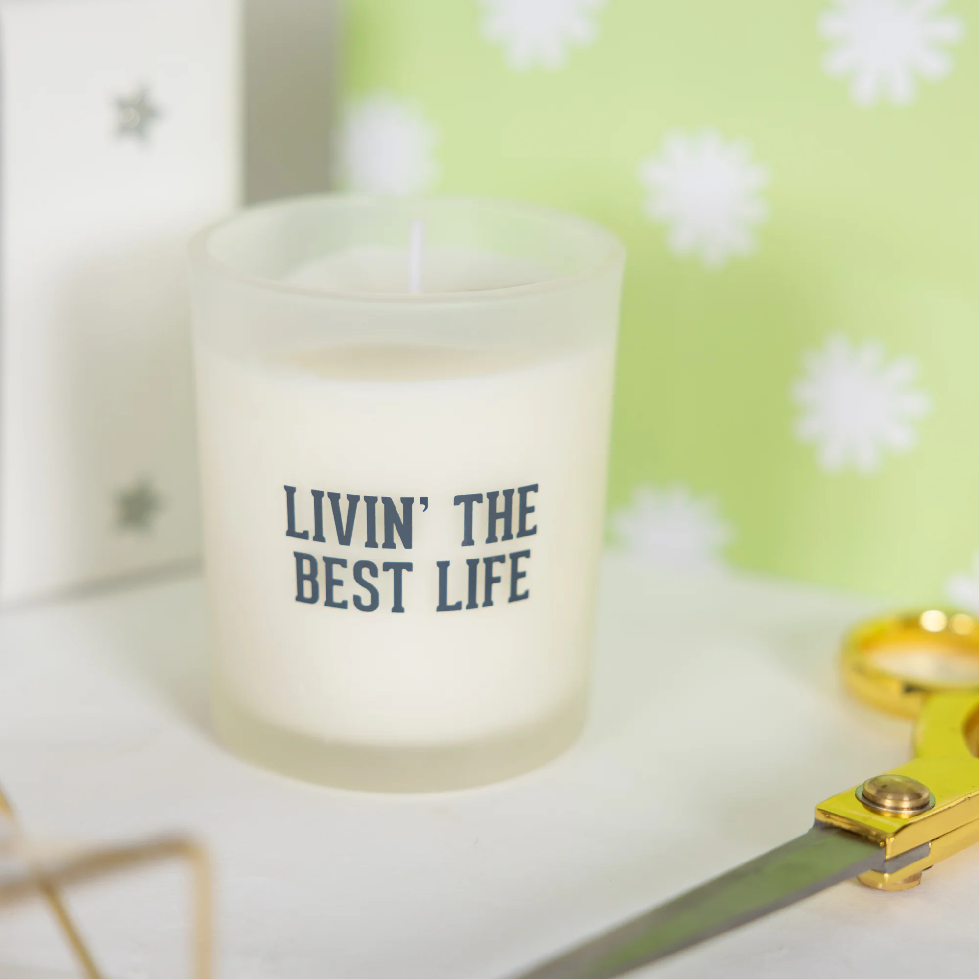 Best Life Green & Orange - 5.5 oz - 100% Soy Wax Candle with Pom Pom Lid Scent: Tranquility - Image 4