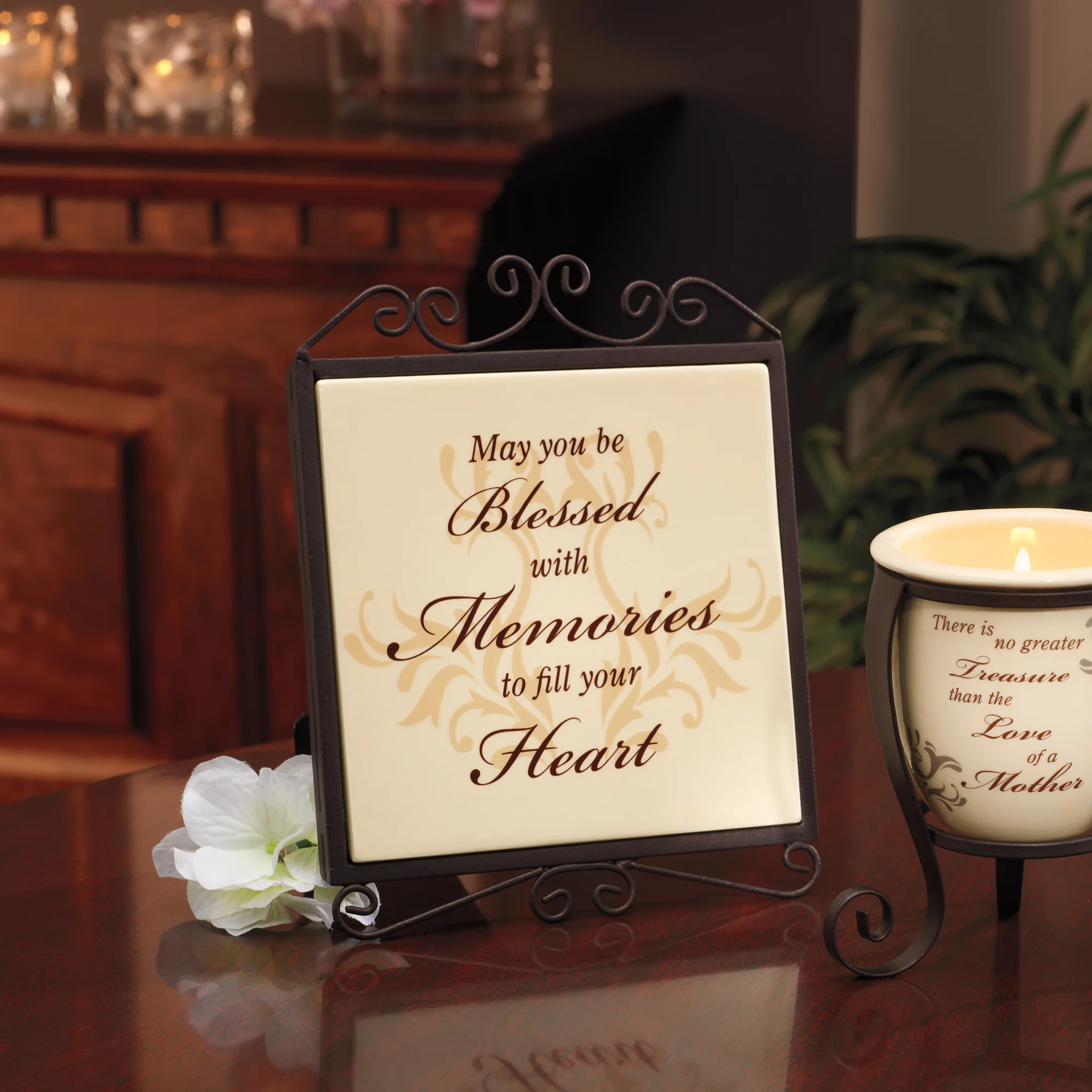 Blessed with Memories 5" x 6.5" Plaque with Metal Scroll - Image 2
