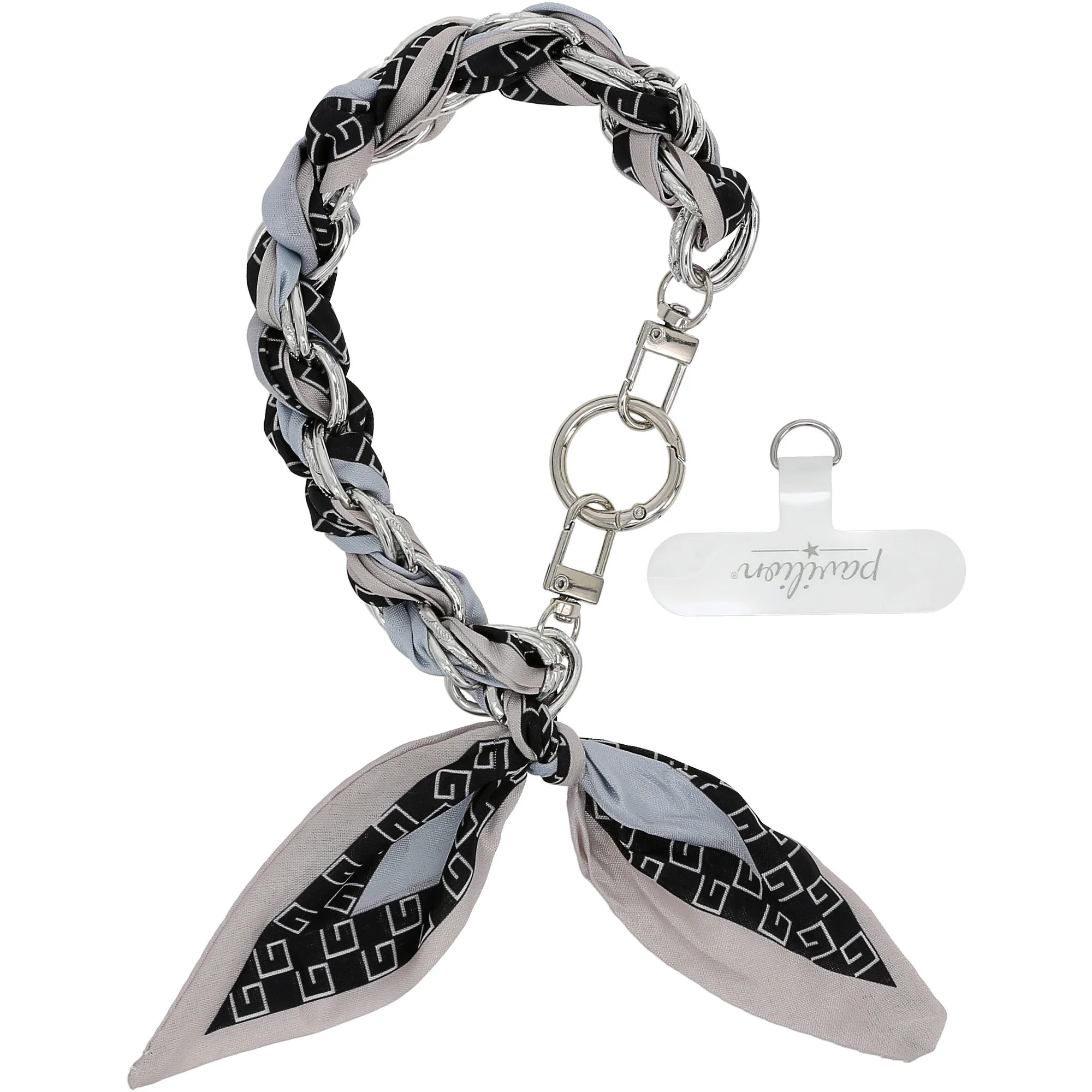 Blue Geometric Chained Scarf Hands-Free Wrist Strap - Image 6