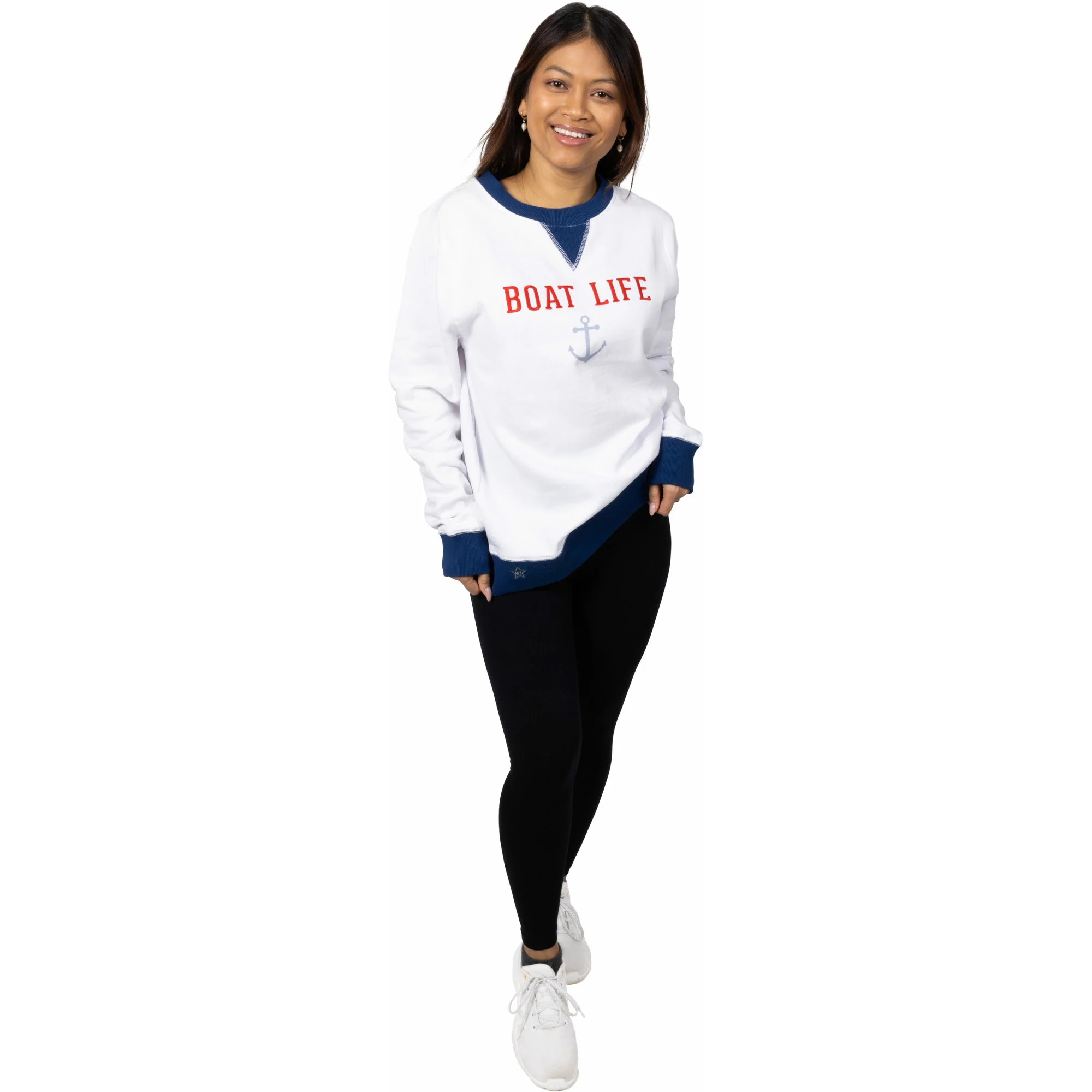 Boat Life S White Unisex Crewneck Sweatshirt - Image 21