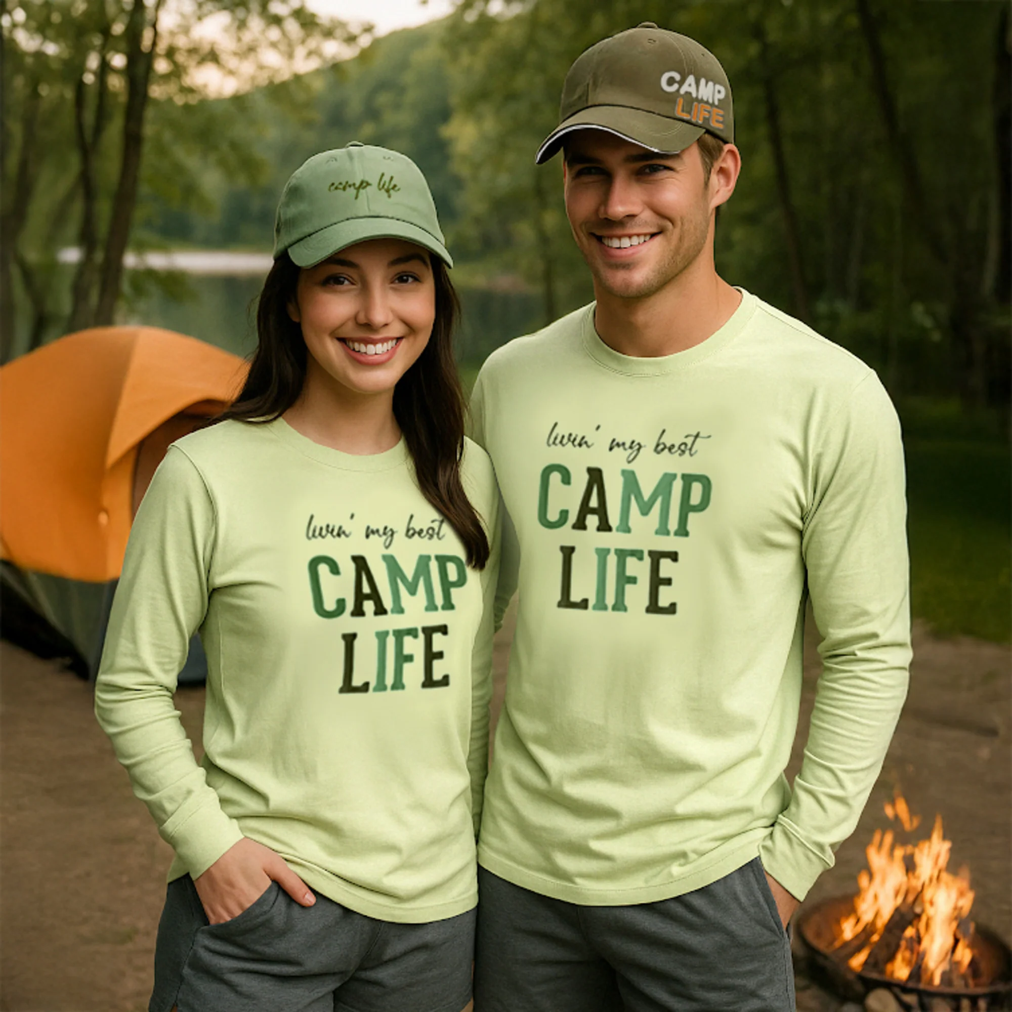 Camp Life Small Light Sage Unisex Long Sleeve T-Shirt - Image 21