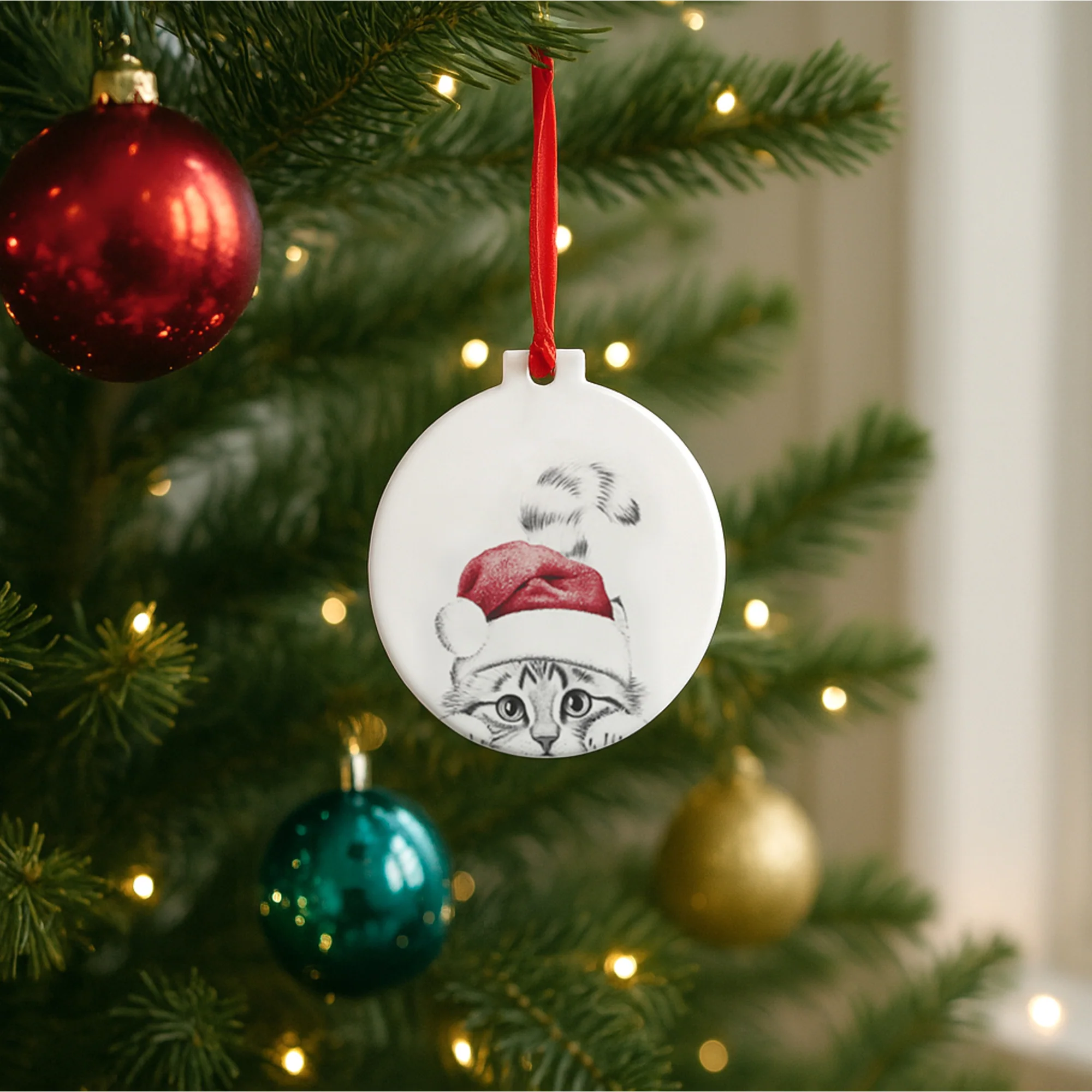 Cat 4" Ceramic Ornament - Image 2