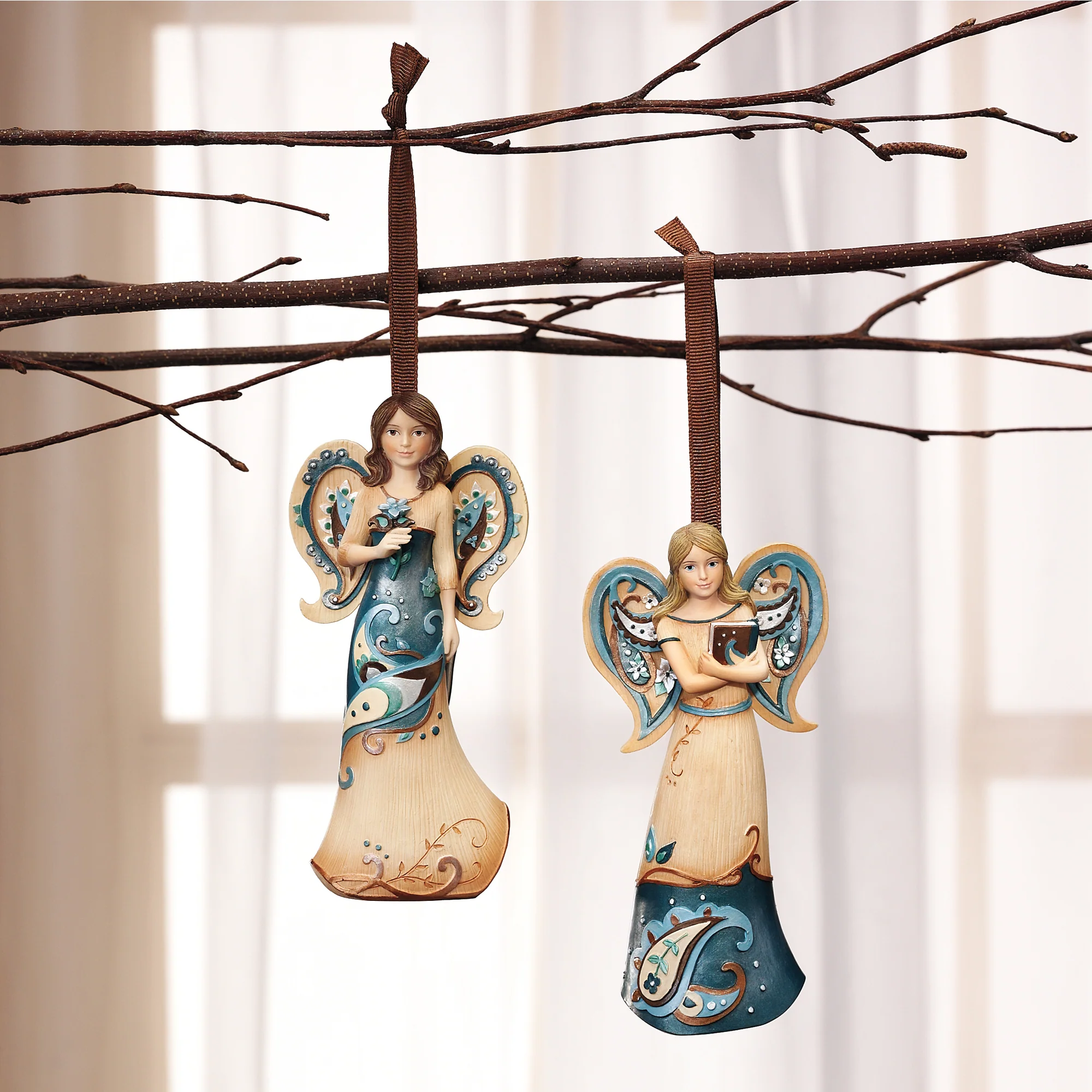 Cherish Today 4.5" Angel with Flower Ornament - Image 2