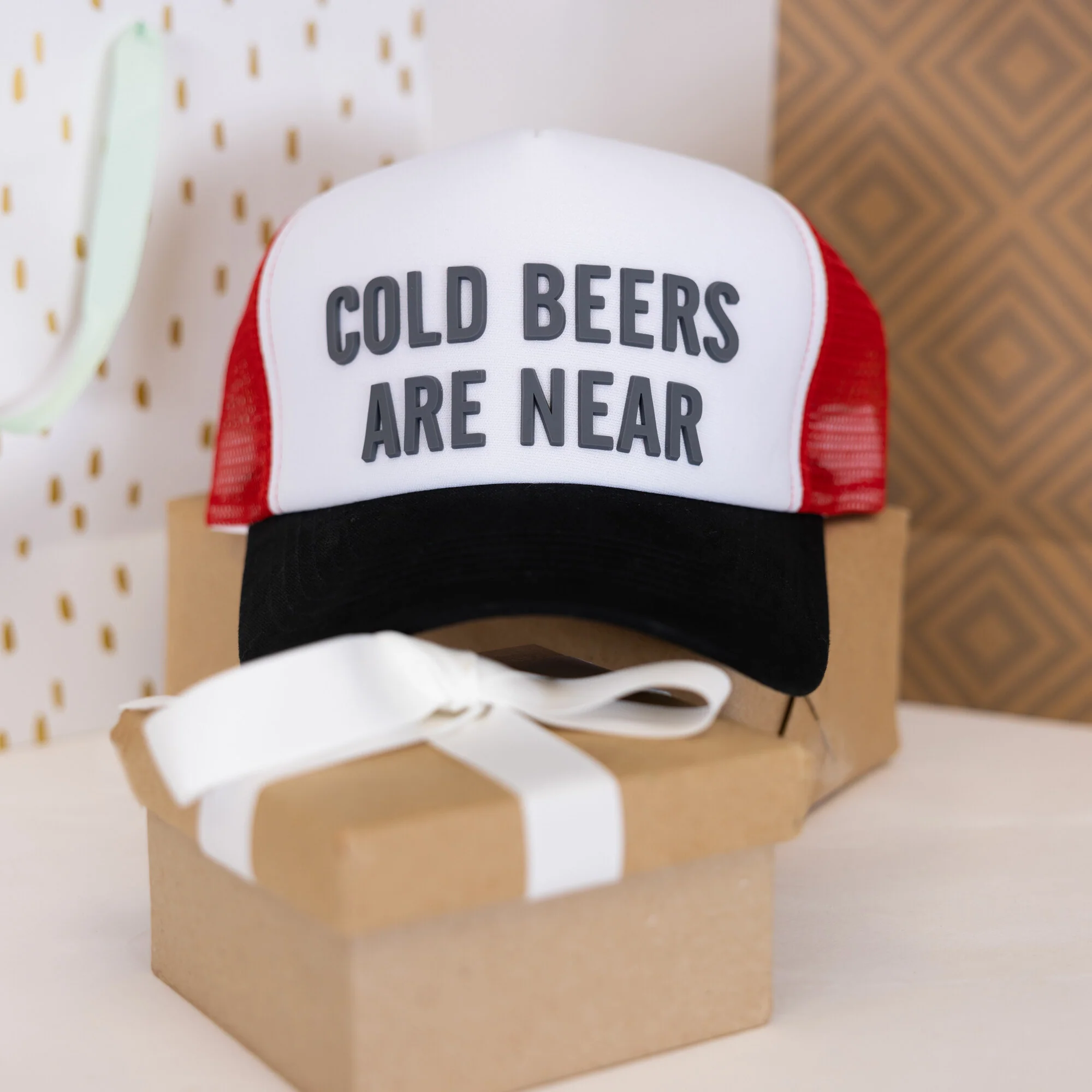 Cold Beers Red Mesh Adjustable Trucker Hat - Image 4