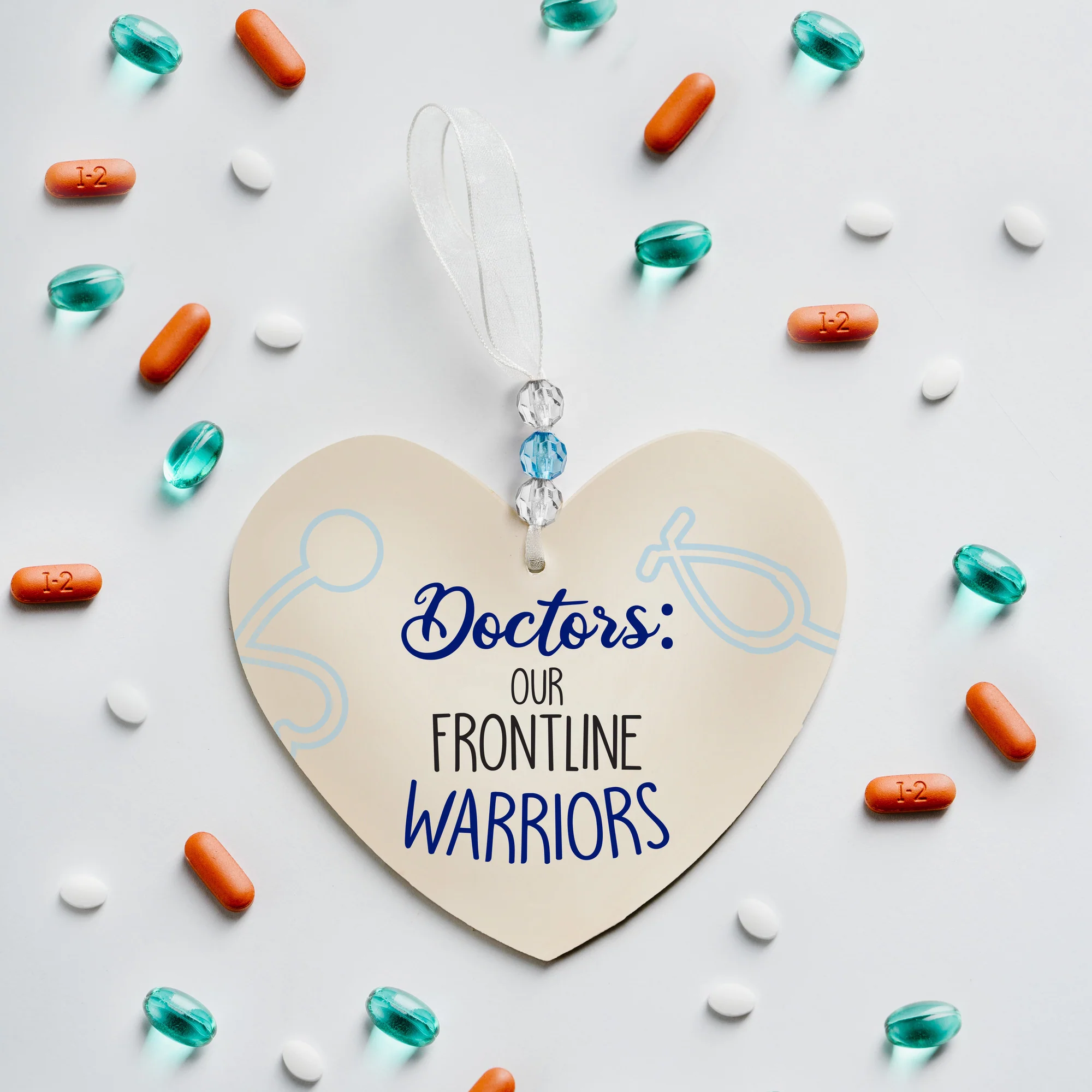 Doctors 3.5" Heart-Shaped Ornament - Image 2