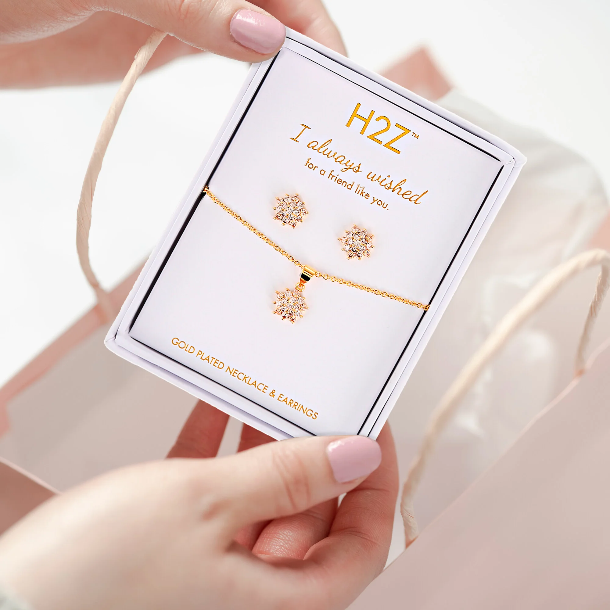 Friend Floral Burst Topaz Zircon - 16.5"-18.5" Inspirational 18K Gold Plated Gift Set - Image 4