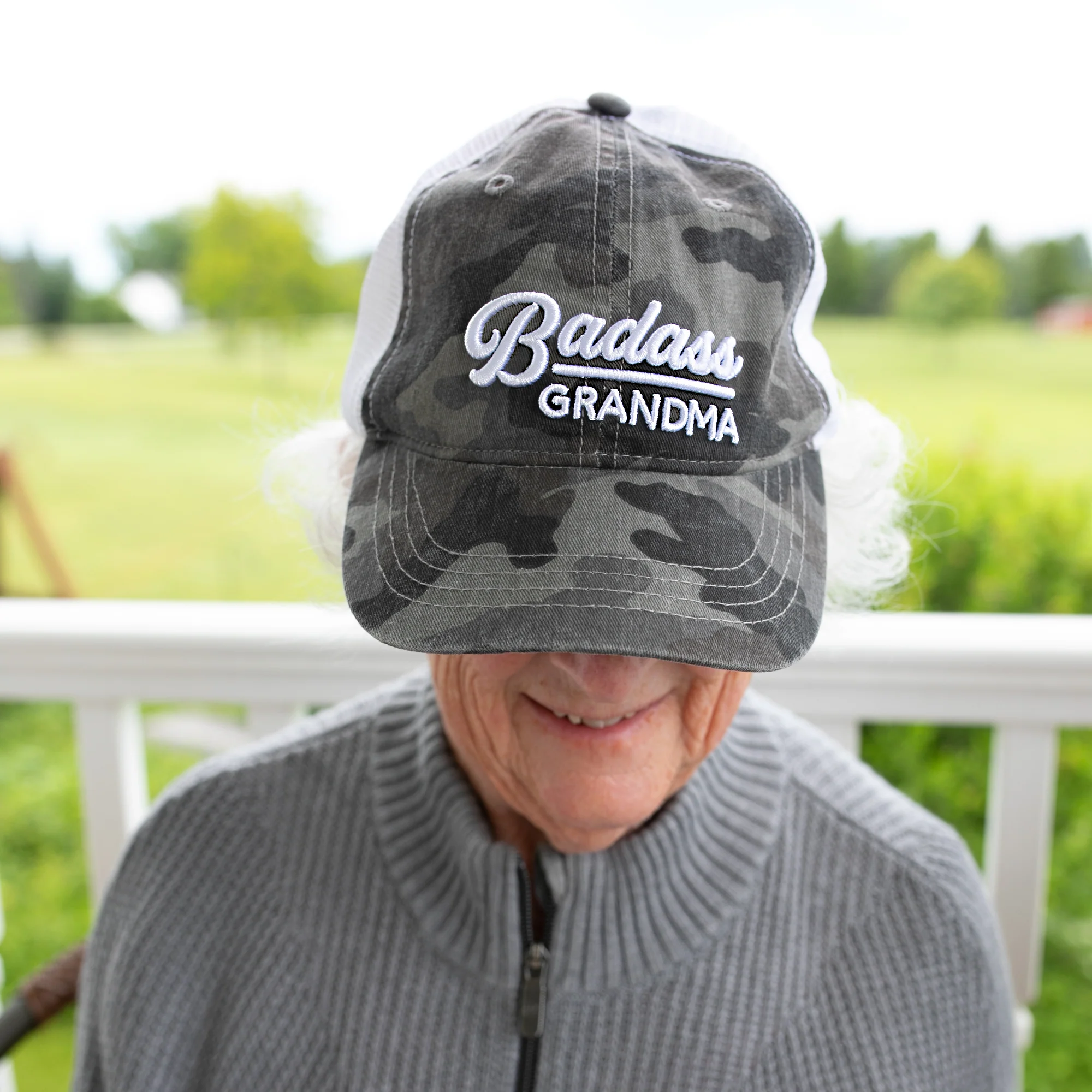 Grandma Gray Camo Adjustable Mesh Hat - Image 2