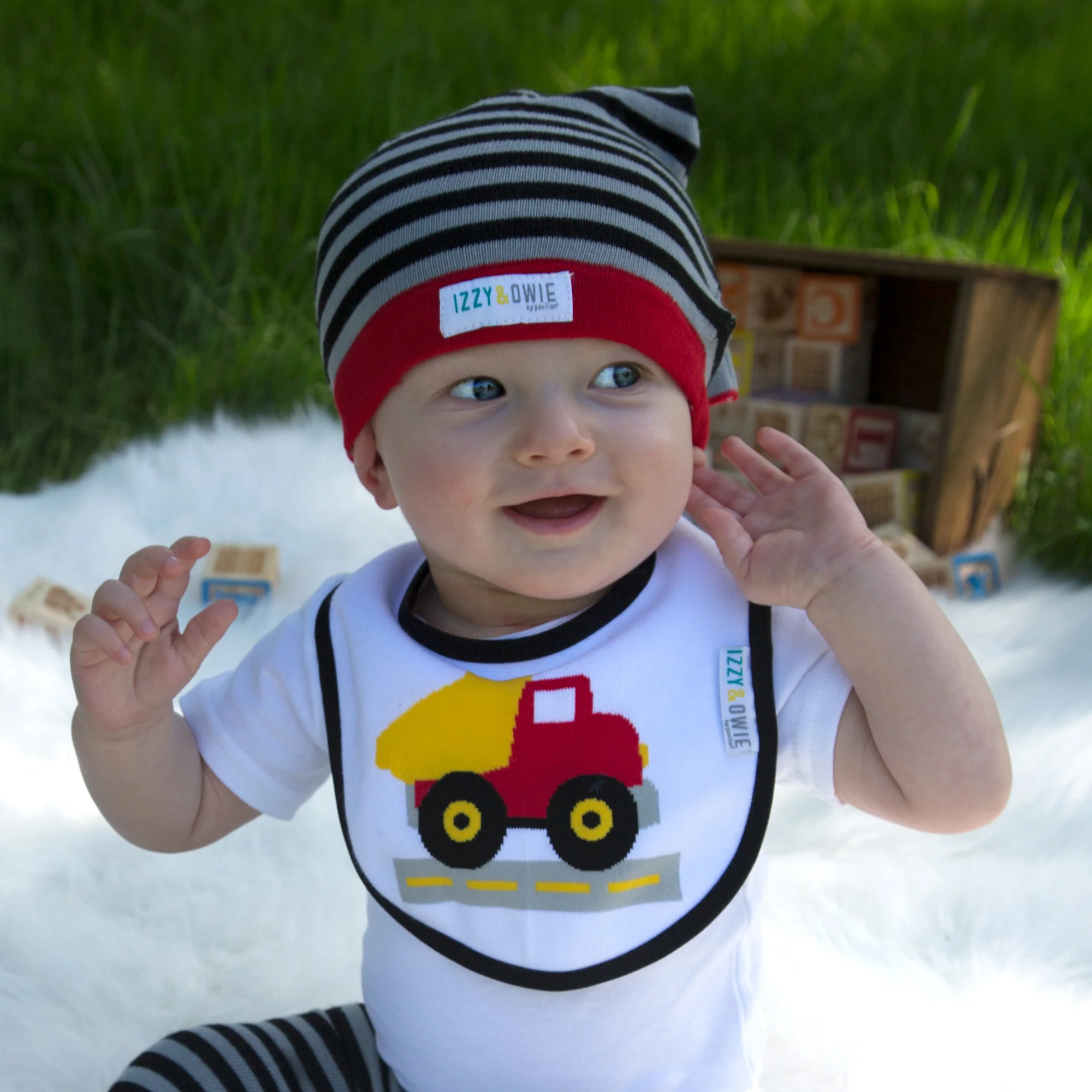 Gray and Black Stripe 0-12 Month Baby Hat - Image 3