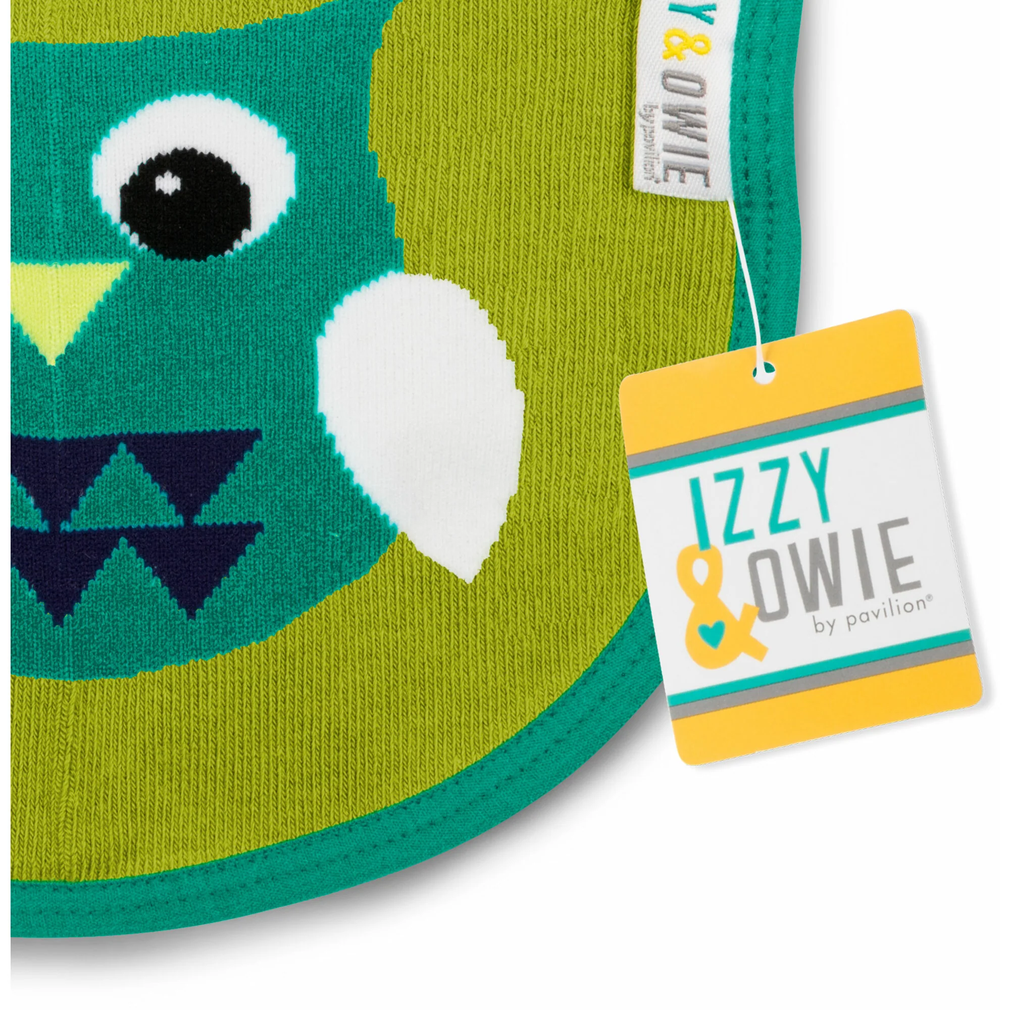 Green and Aqua Owl Baby Bib - Image 2