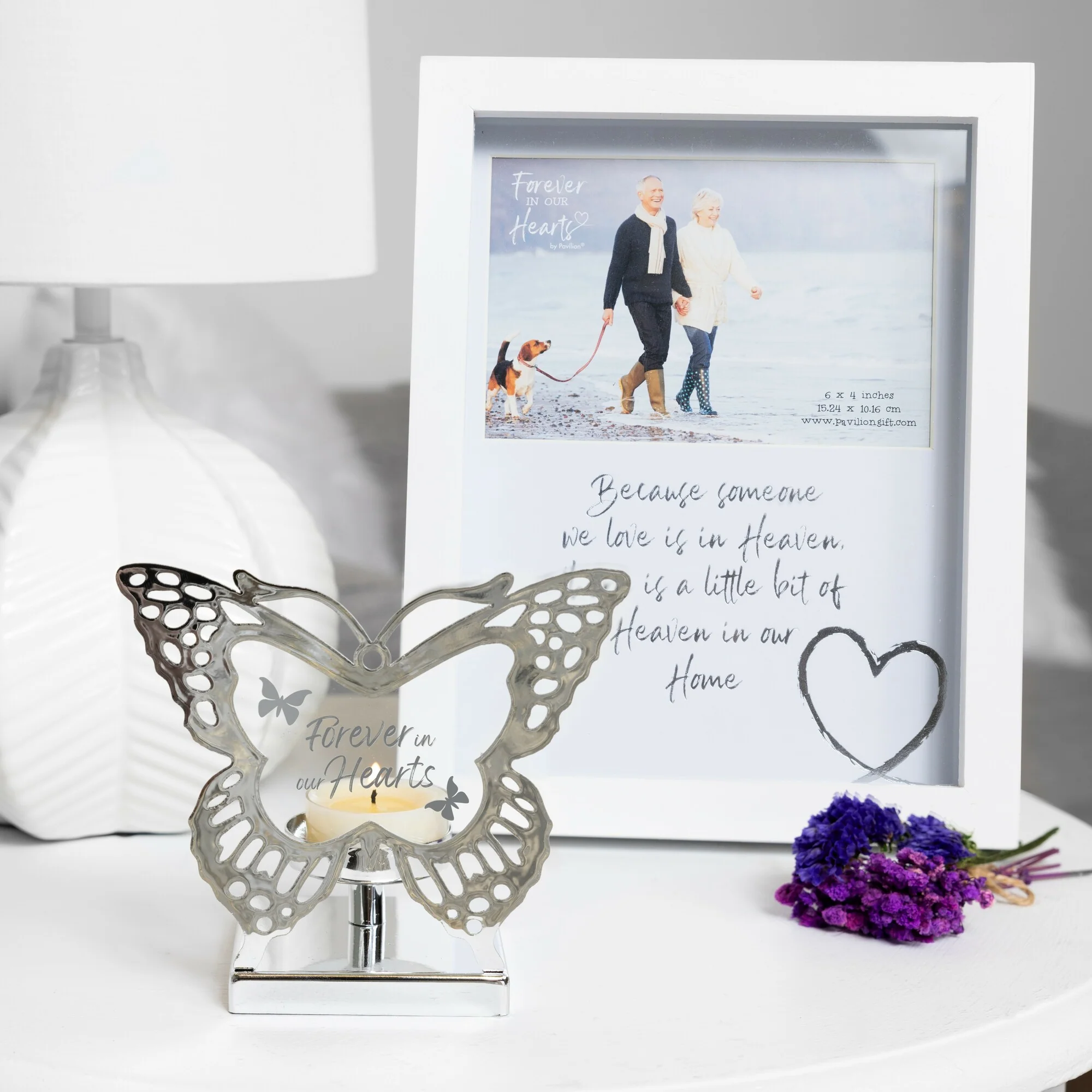 Hearts 4.25" Glass Butterfly Tea Light Holder - Image 3