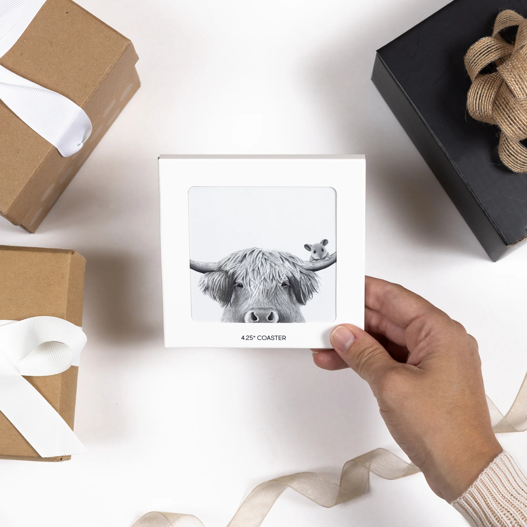 Highland Cow 4.25" Coaster - Image 4