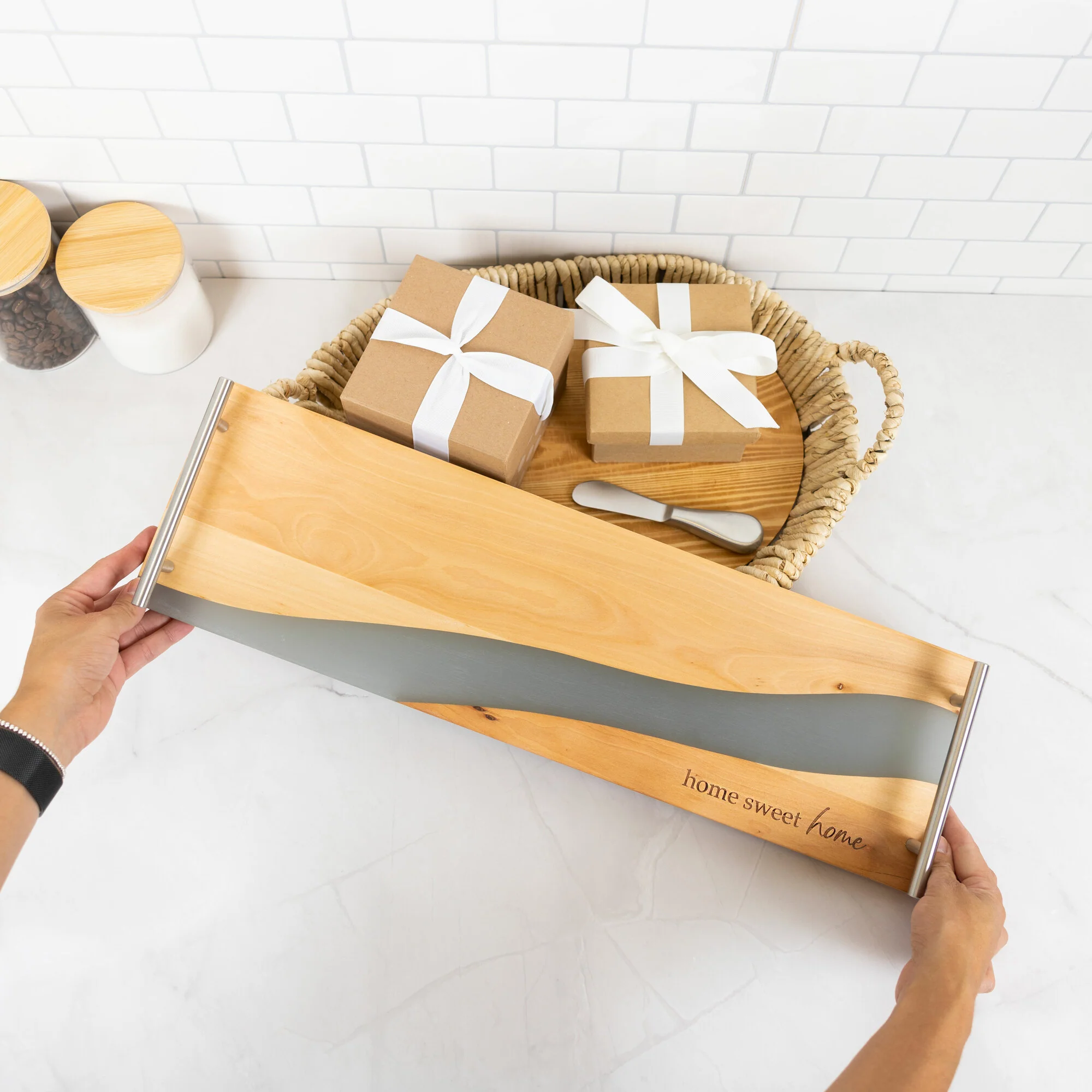 Home Sweet Home 21" Wood & Resin Cheese/Bread Board Set - Image 4