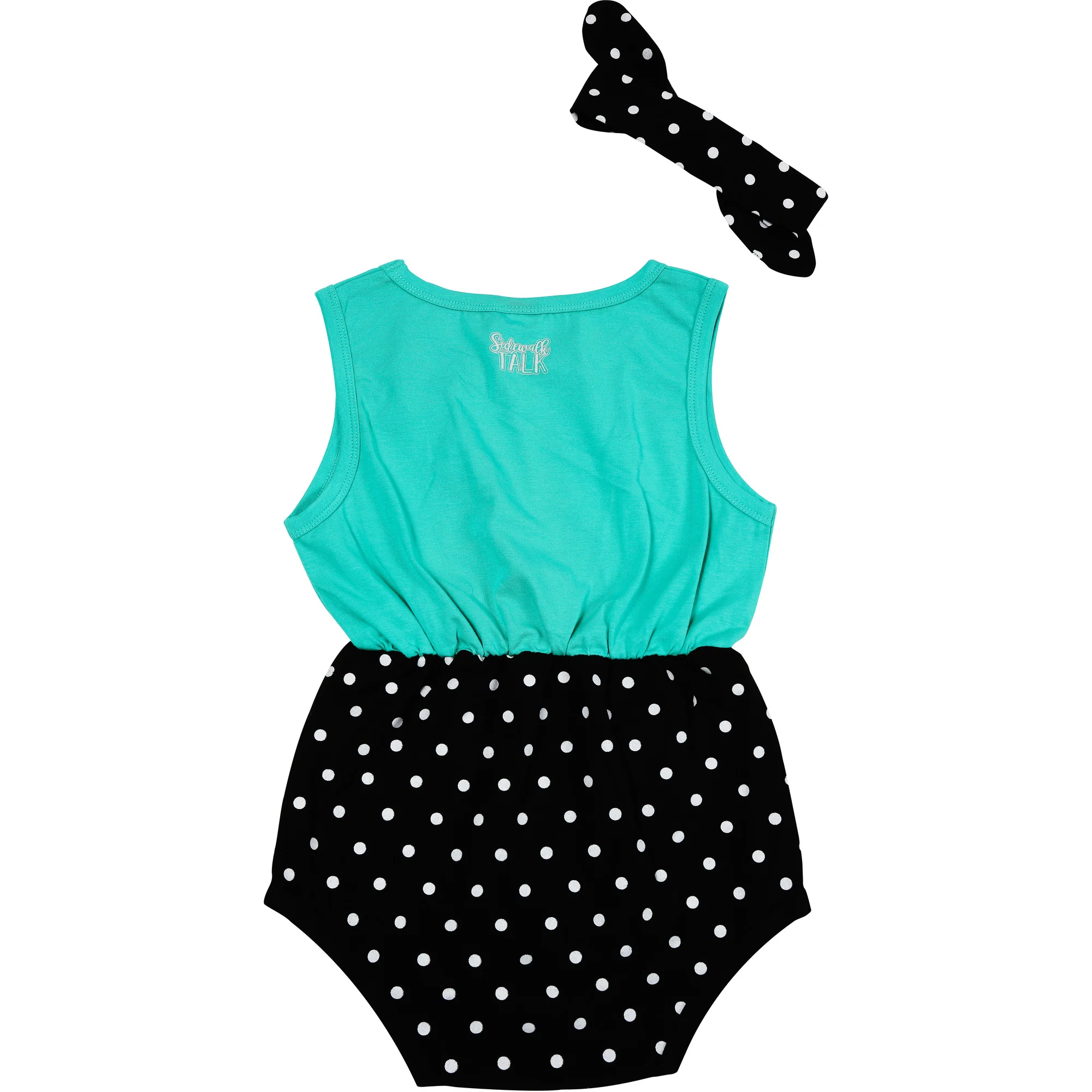 Look Too Good 6-12 Months Teal & Black Romper with Headband - Image 10
