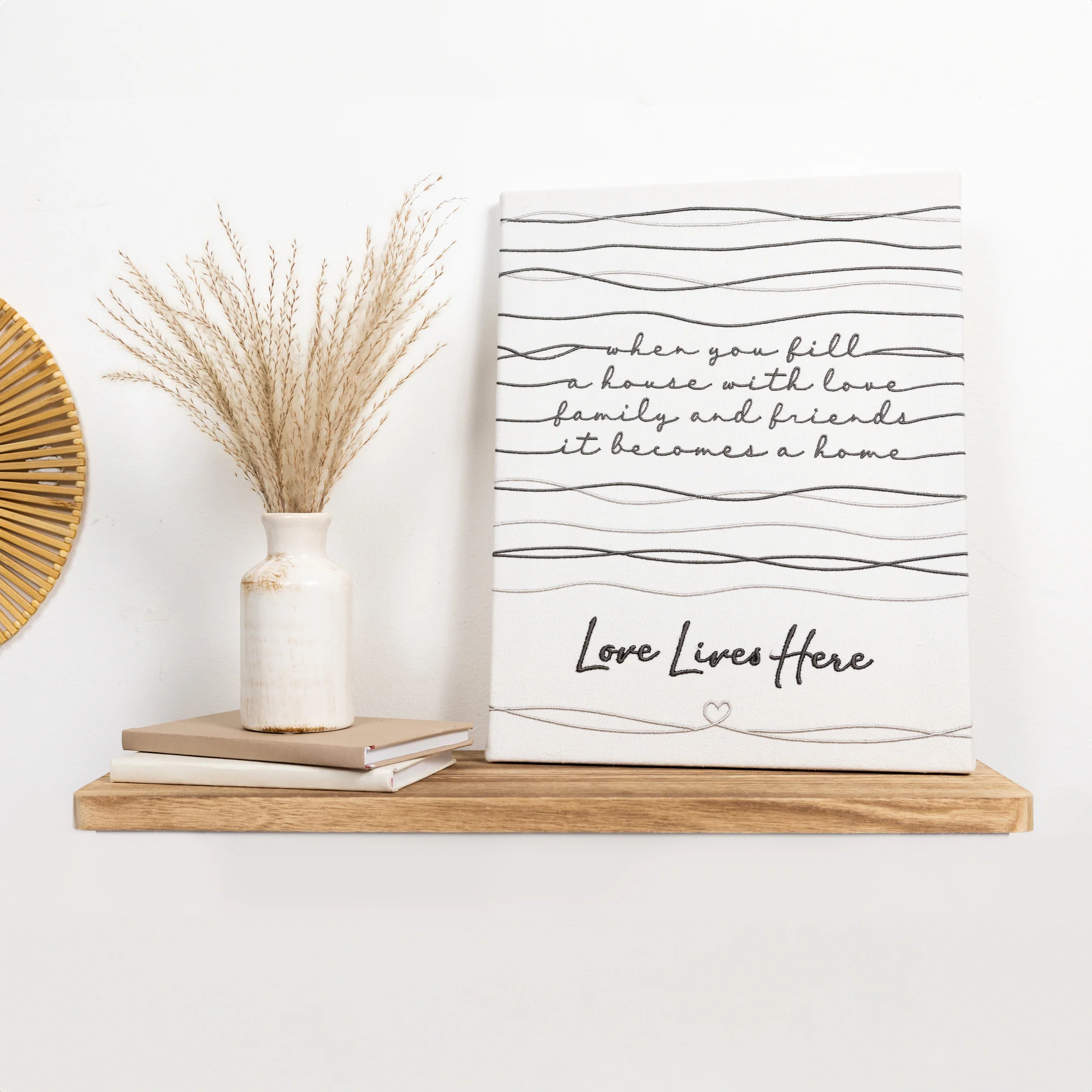 Love Lives Here 12" x 15" Embroidered Plaque - Image 2