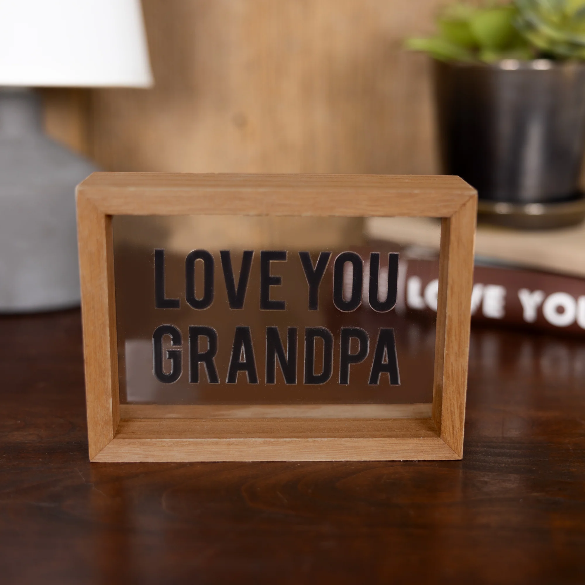 Love You Grandpa 5.5" x 4" Wood Framed Glass Plaques - Image 3