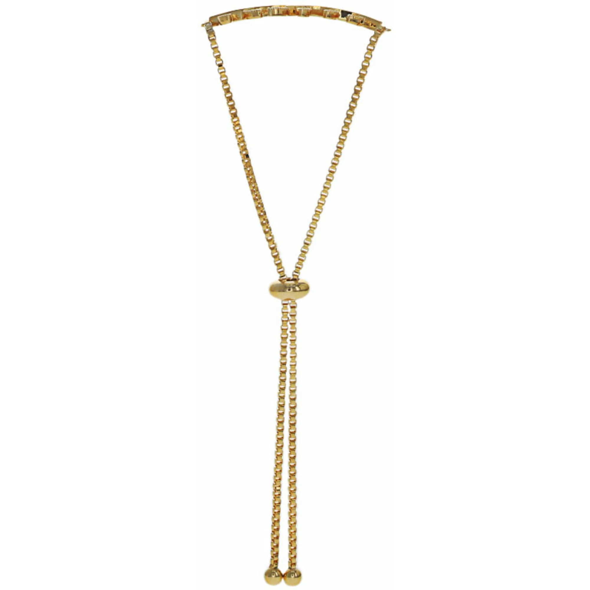 Love You White Zircon Leaf - Gold Plated Adjustable Bracelet - Image 5