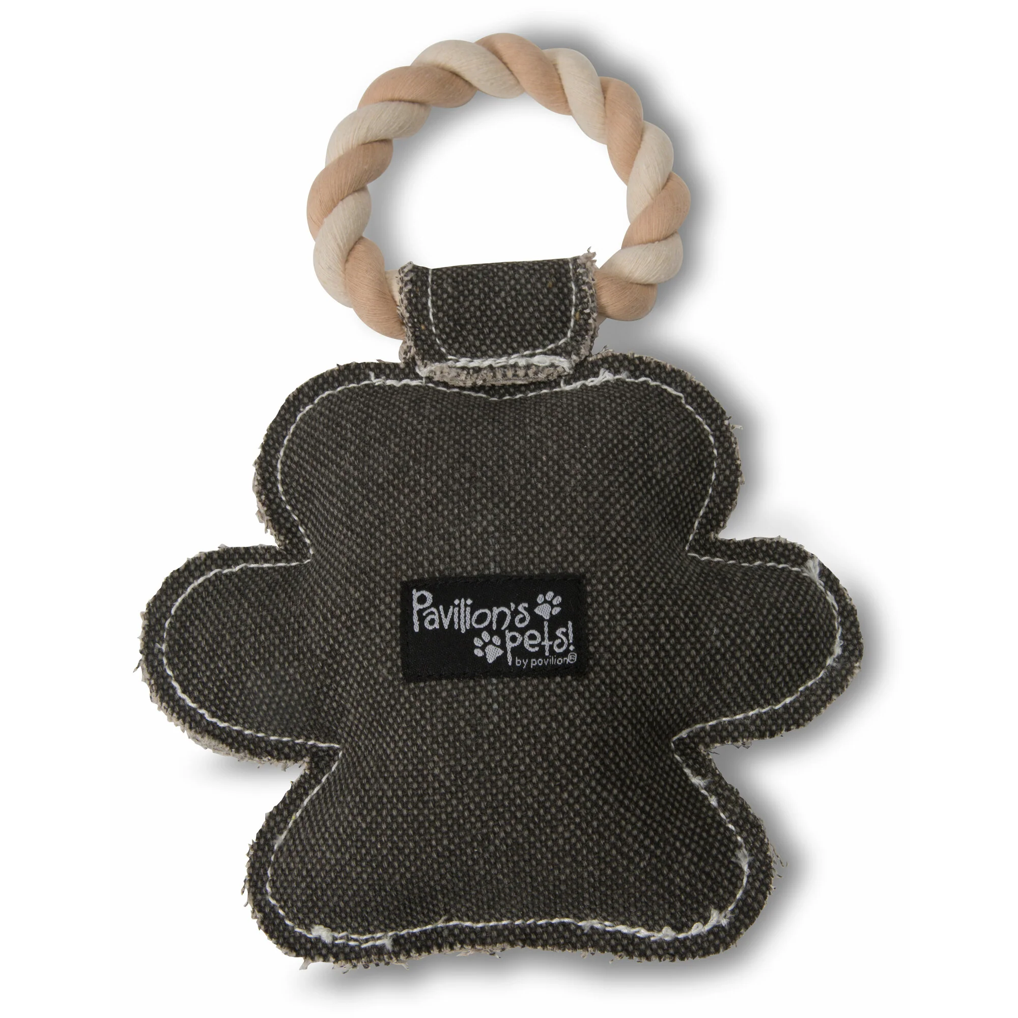 Pawprint 9.5" Canvas Dog Toy on Rope - Image 5