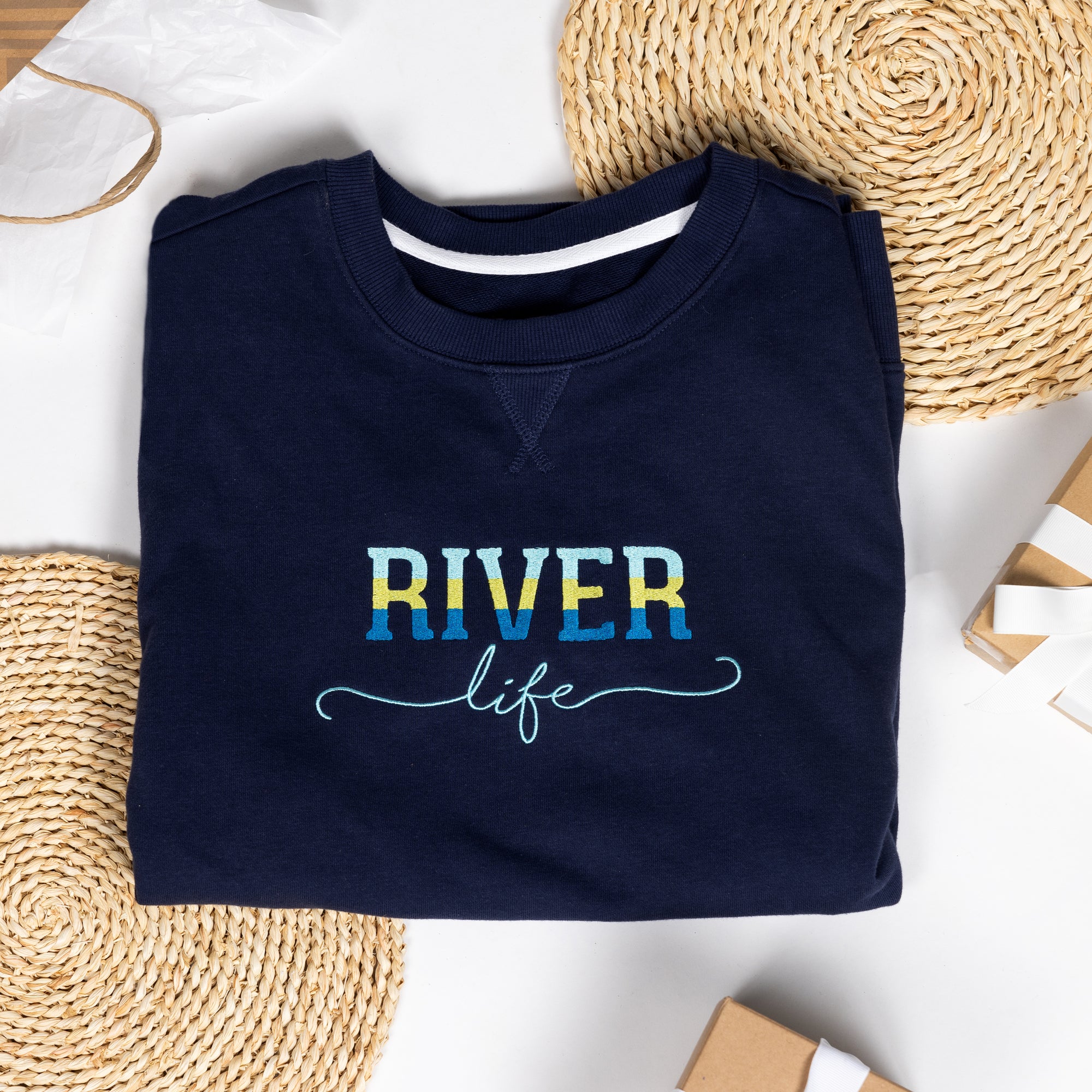 River Life S/M Navy Cotton Blend French Terry Sweatshirt - Image 12