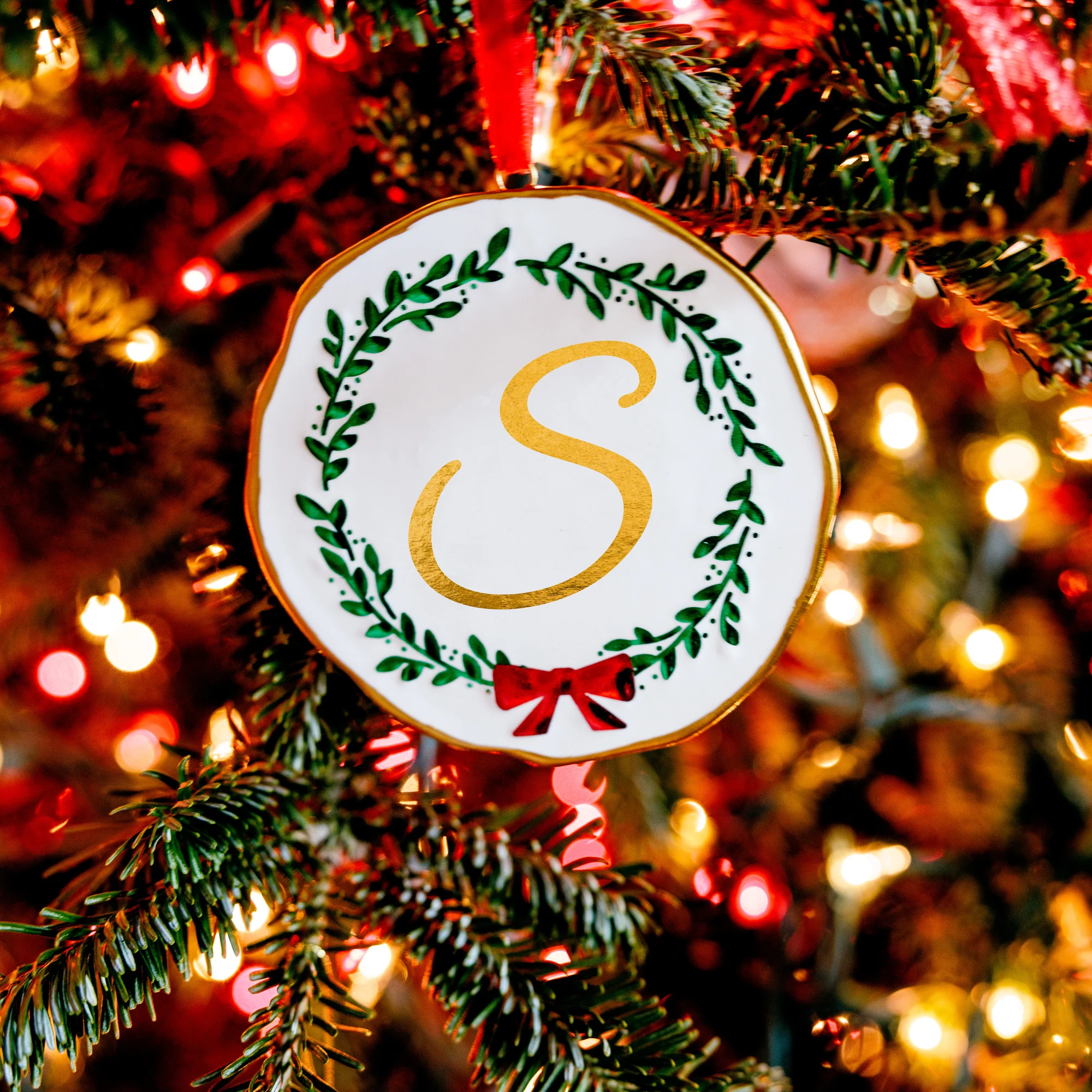 S 4" Monogram Ornament - Image 2