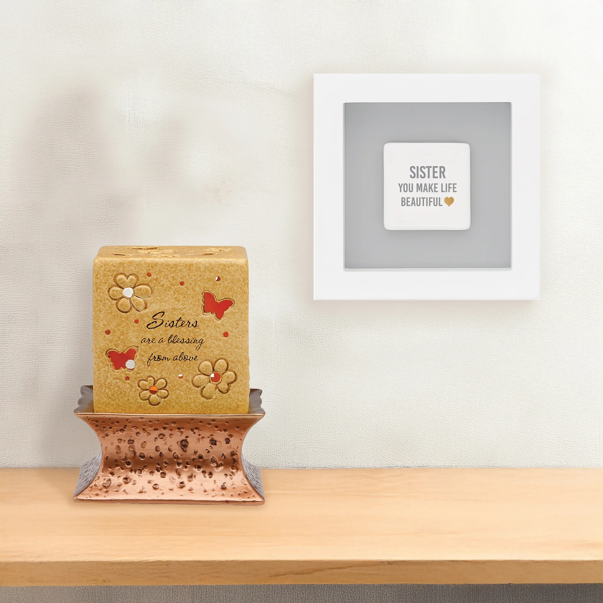Sisters are a Blessing 3.5" Pierced Square Candle Holder - Image 3