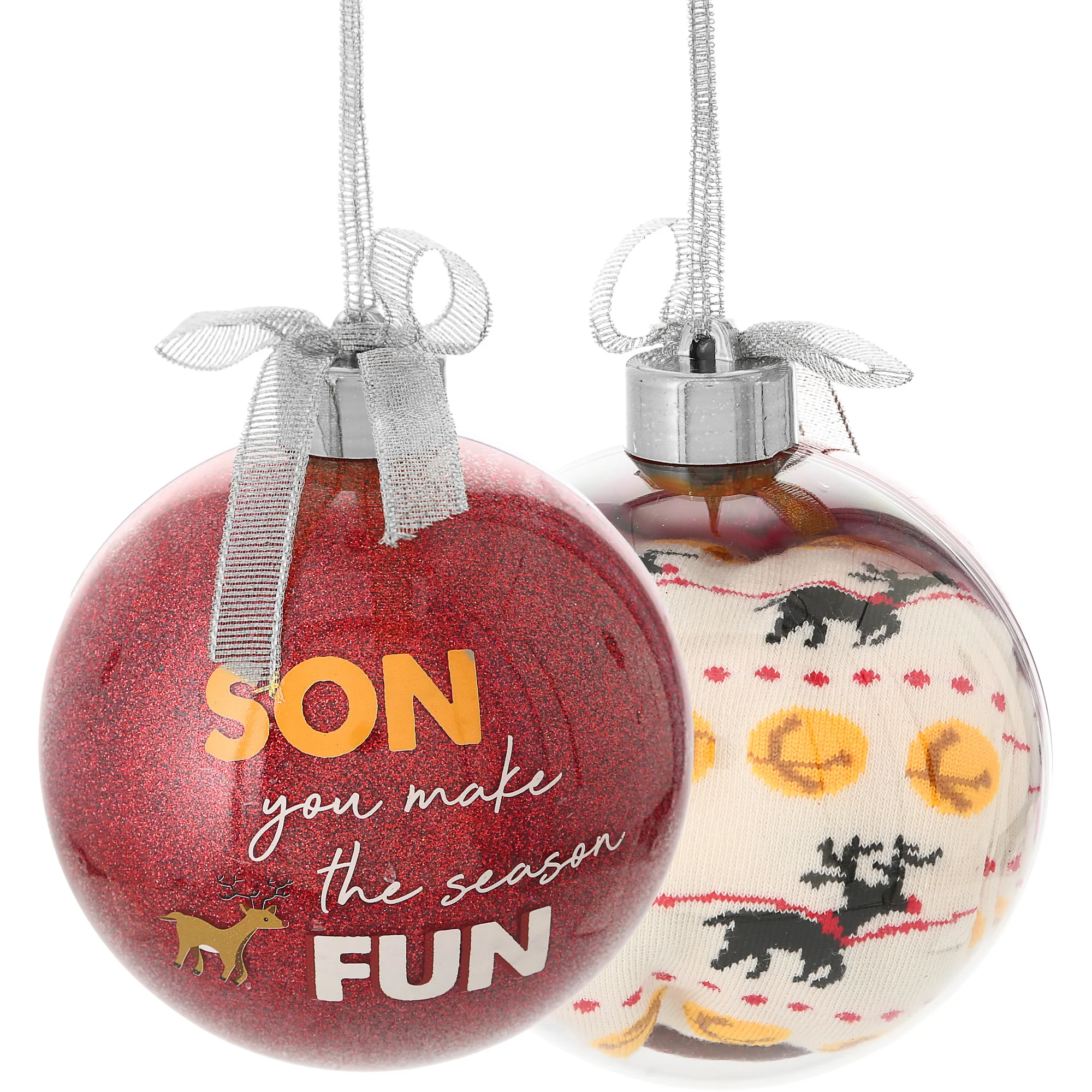 Son 4" Ornament with Unisex Holiday Socks - Image 5