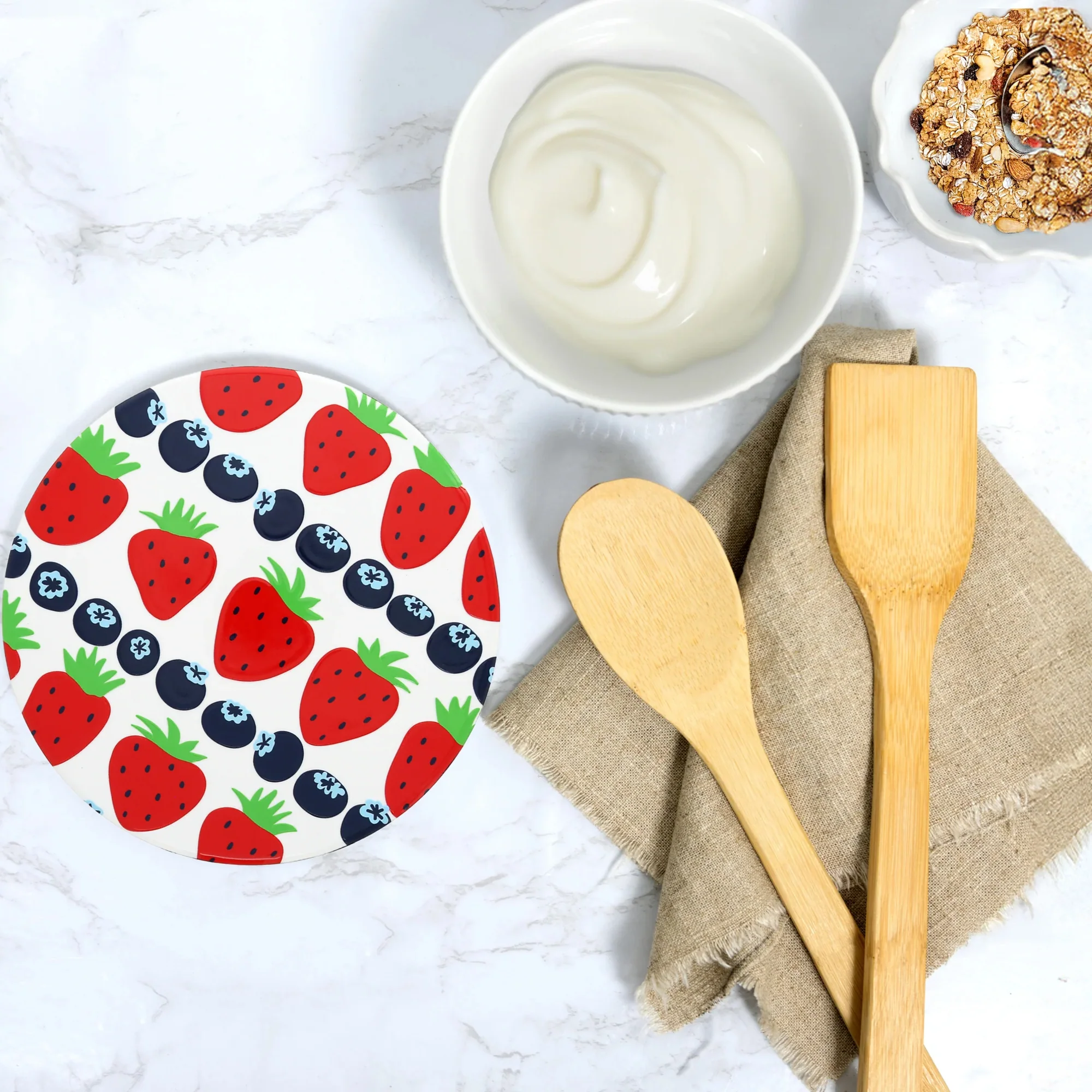 Strawberries 7.75" Ceramic Trivet - Image 2