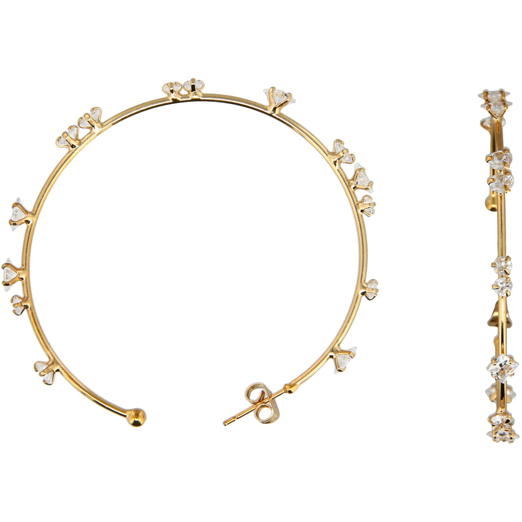 Stunning Crystal in Silver 2" Cubic Zirconia Hoop Earrings - Image 9