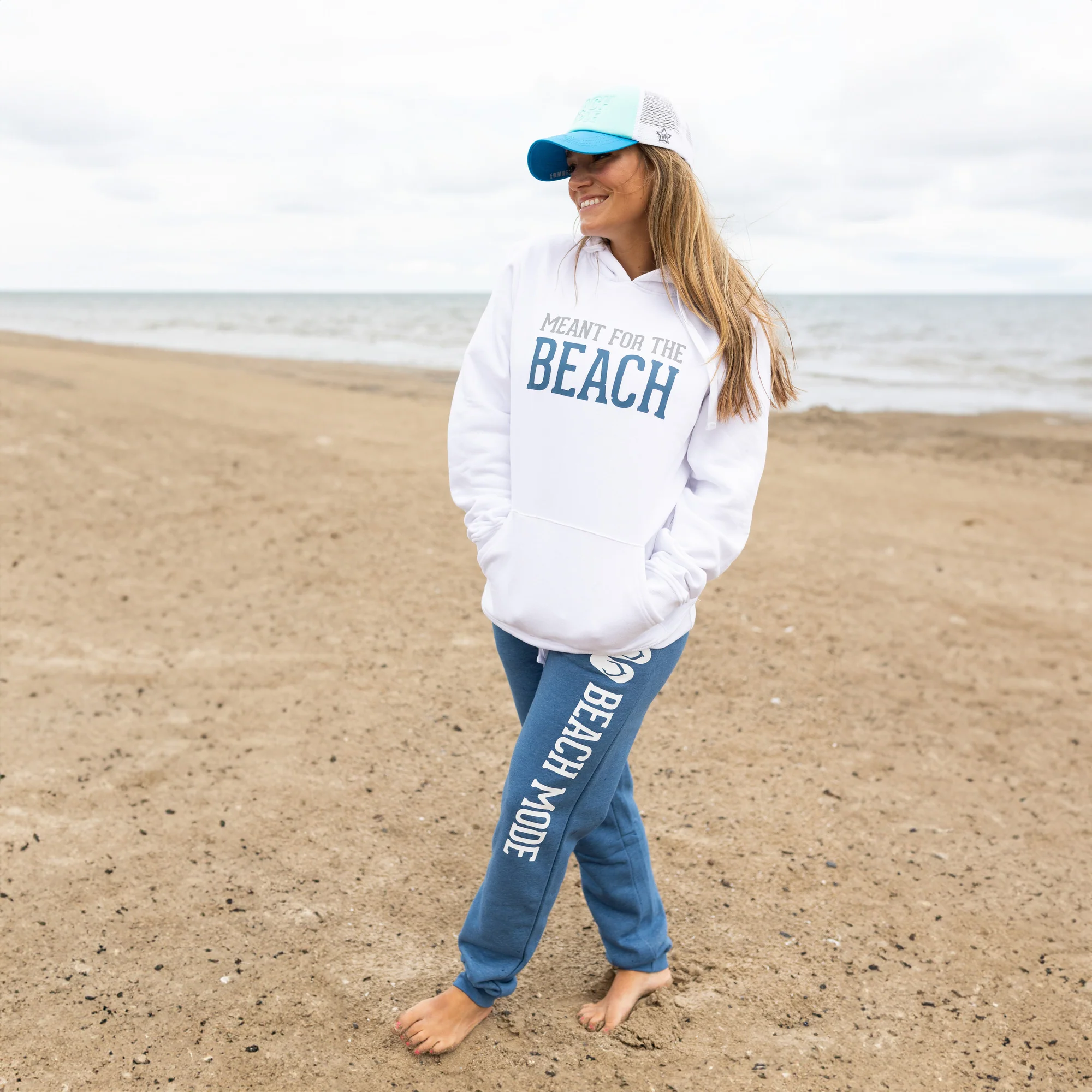 The Beach Small White Unisex Hooded Sweatshirt - Image 24