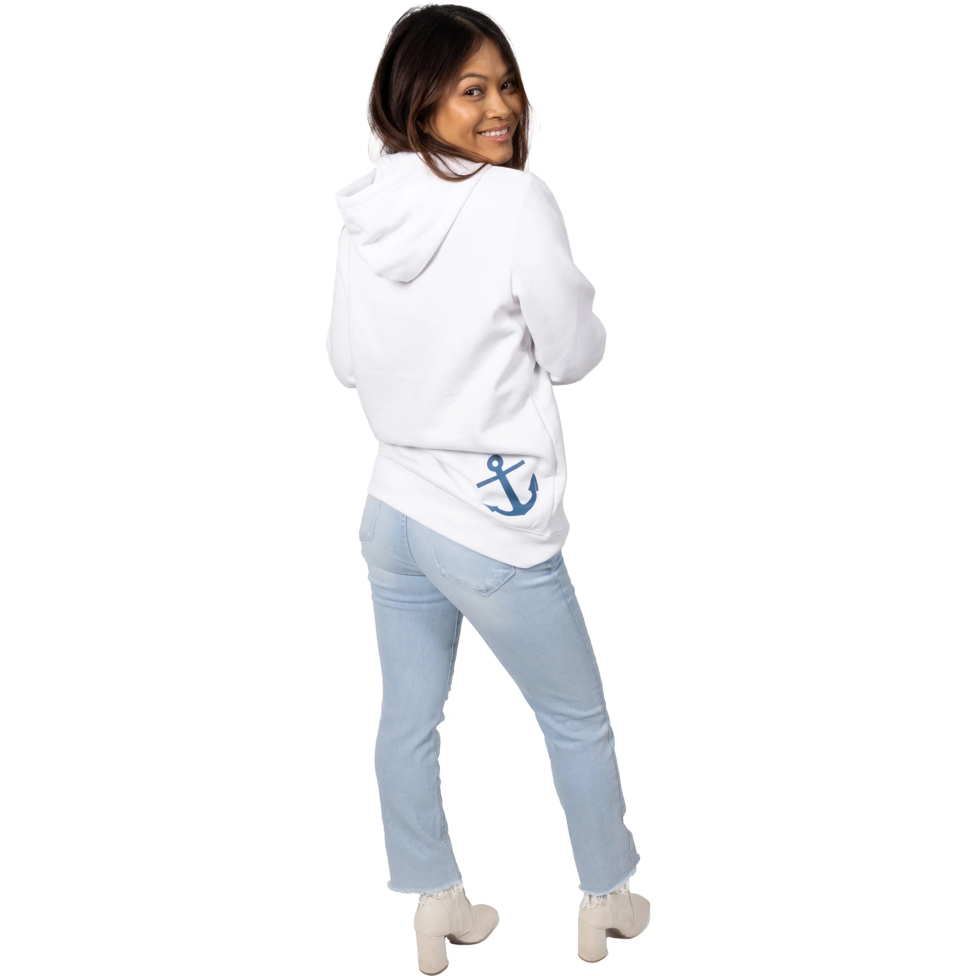 The Lake Medium White Unisex Hooded Sweatshirt - Image 12
