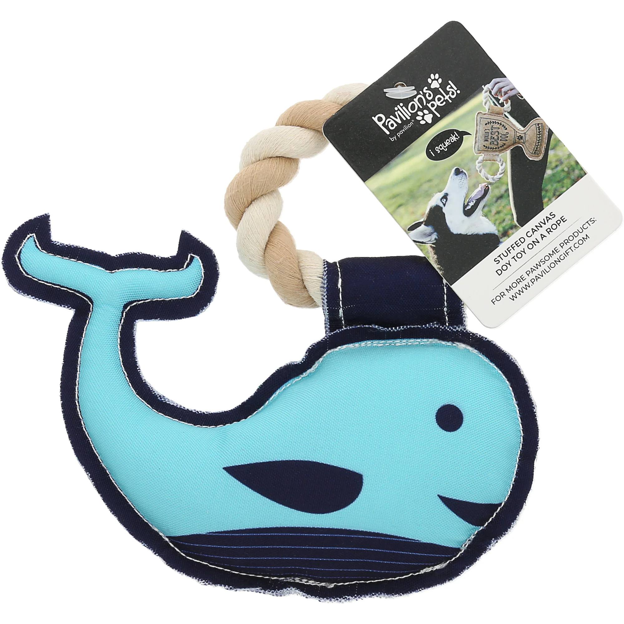 Whale-y Loved 8" Canvas Dog Toy on Rope - Image 7